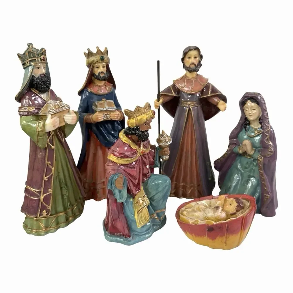 Vintage Greenbrier Int Nativity Set Of 6 Hand Painted Figurines